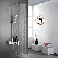 Kibath 462521 Columna extralarga PAL Grifo Monomando con repisa de Cristal- Tubo Extensible Regulable en Altura de 100 a…